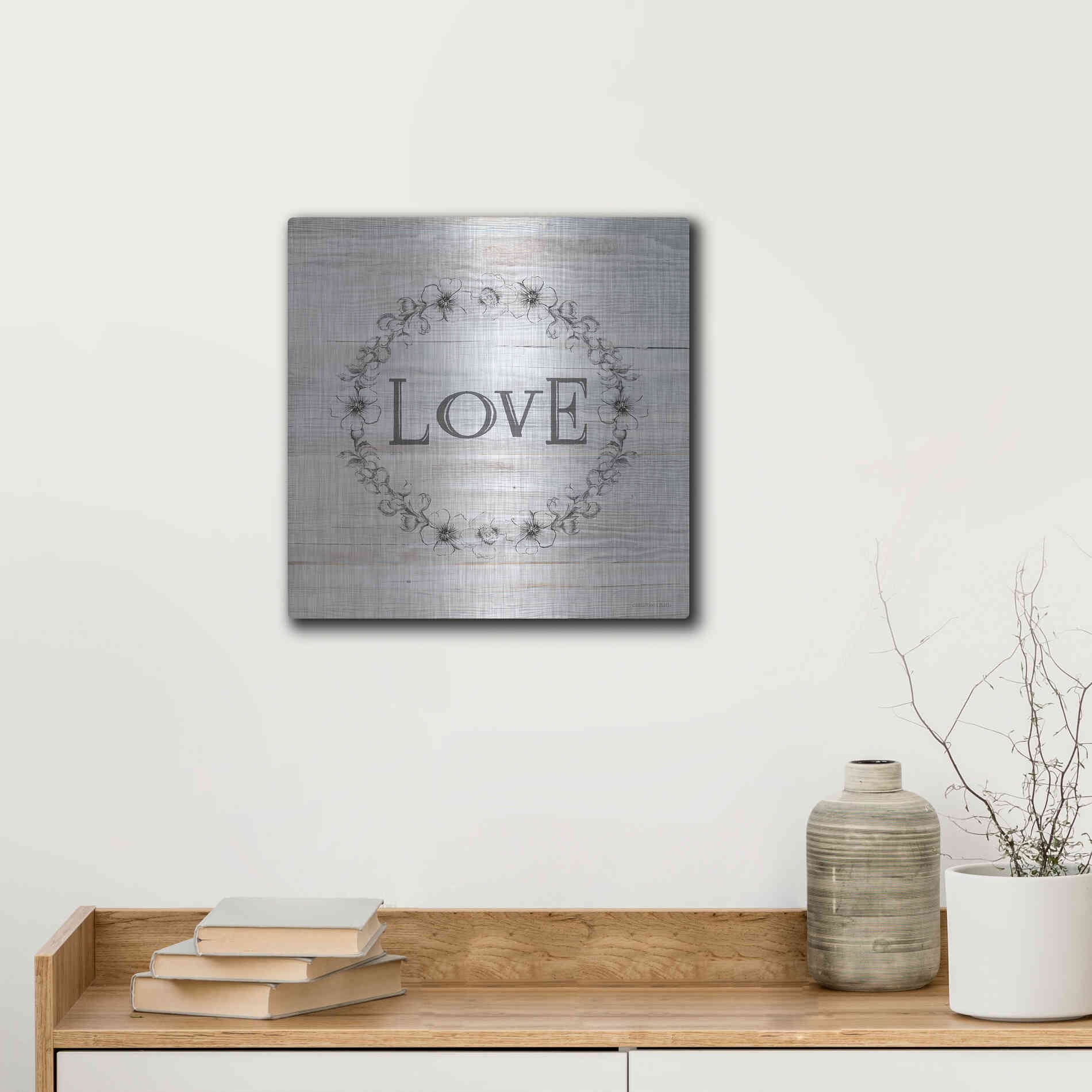 Luxe Metal Art 'Love' by Bluebird Barn, Metal Wall Art,12x12