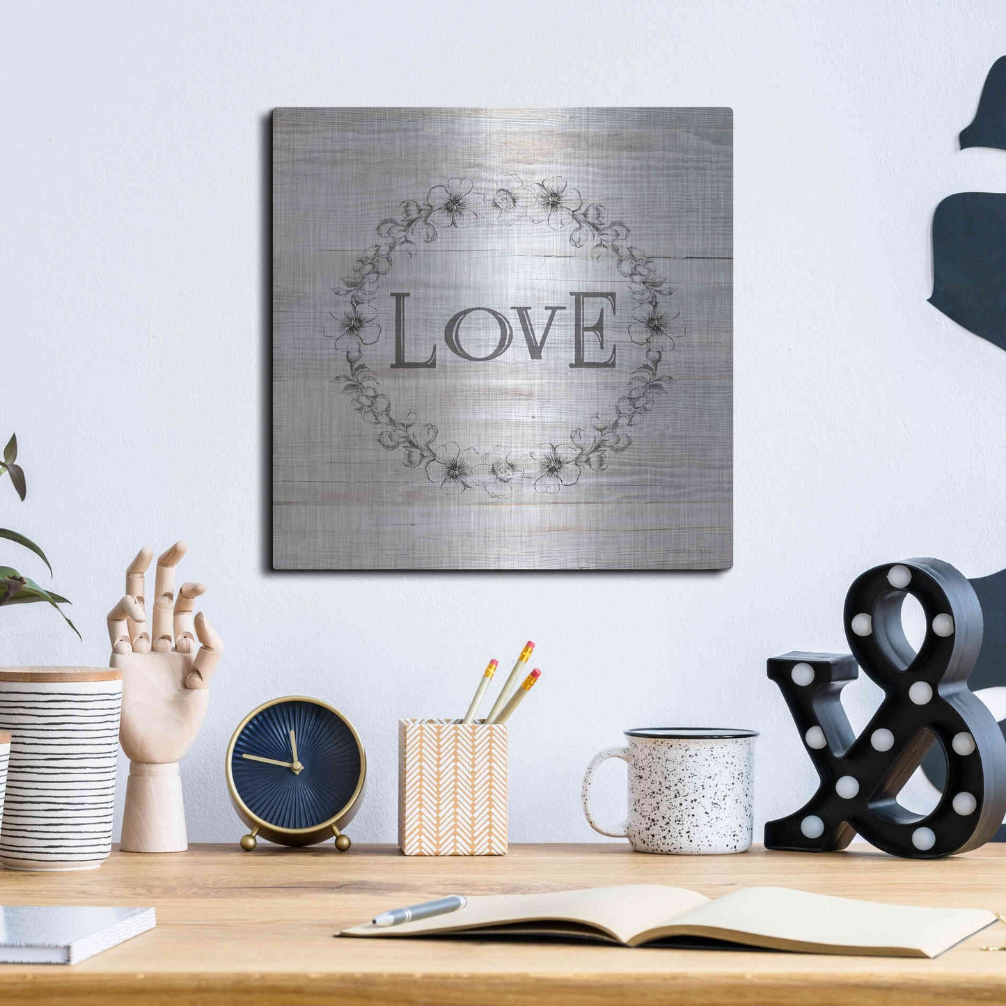 Luxe Metal Art 'Love' by Bluebird Barn, Metal Wall Art,12x12