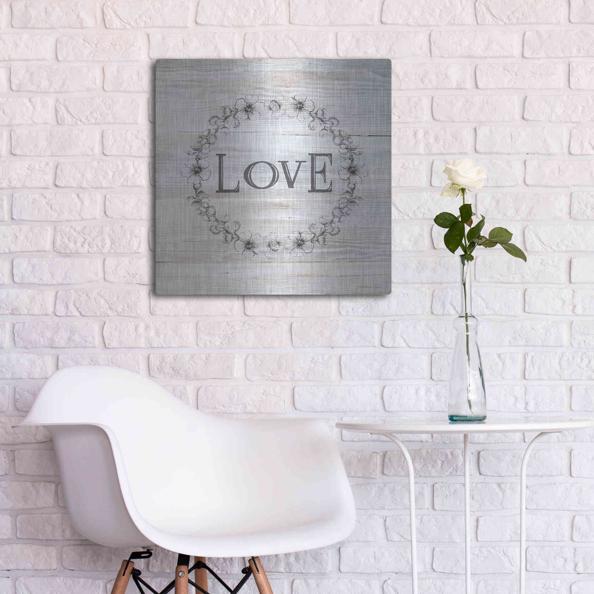 Luxe Metal Art 'Love' by Bluebird Barn, Metal Wall Art,24x24