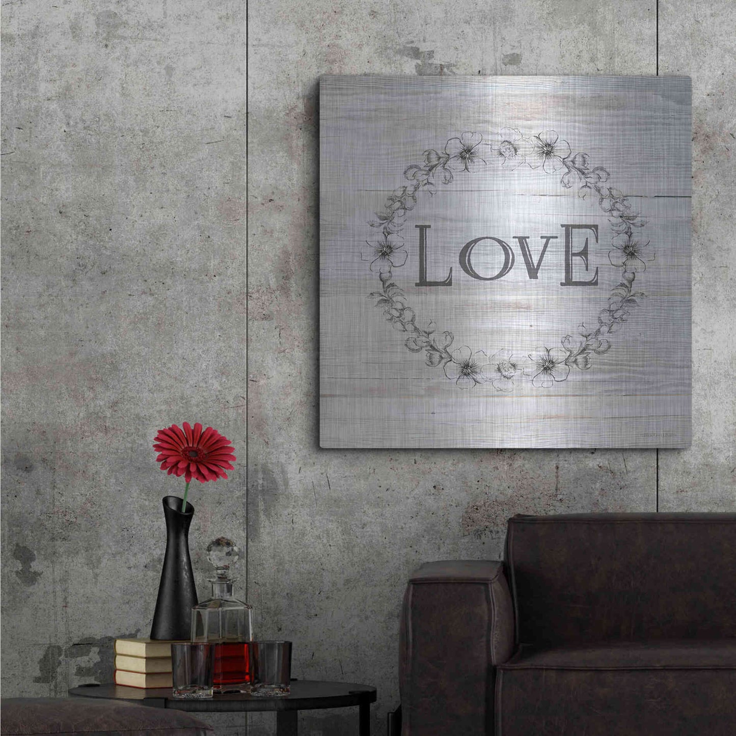 Luxe Metal Art 'Love' by Bluebird Barn, Metal Wall Art,36x36