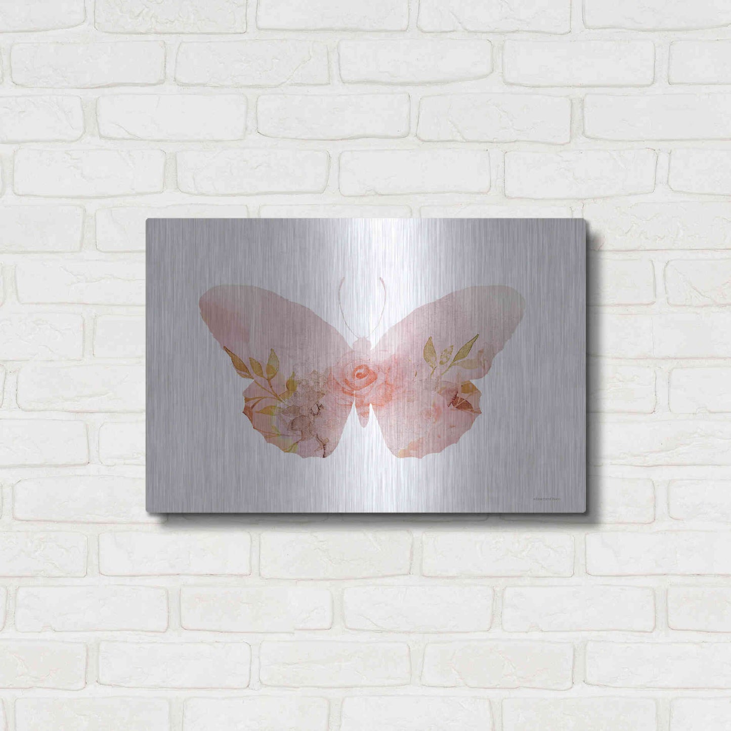 Luxe Metal Art 'Meadow Flora Butterfly' by Bluebird Barn, Metal Wall Art,24x16