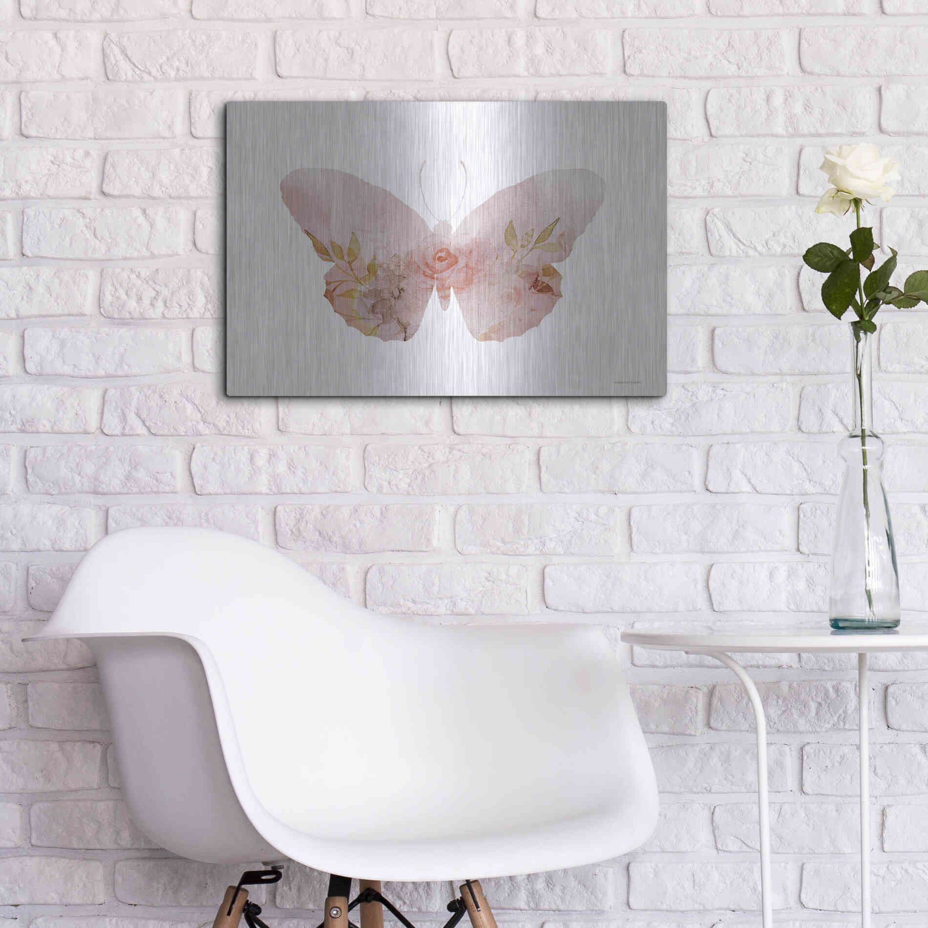 Luxe Metal Art 'Meadow Flora Butterfly' by Bluebird Barn, Metal Wall Art,24x16