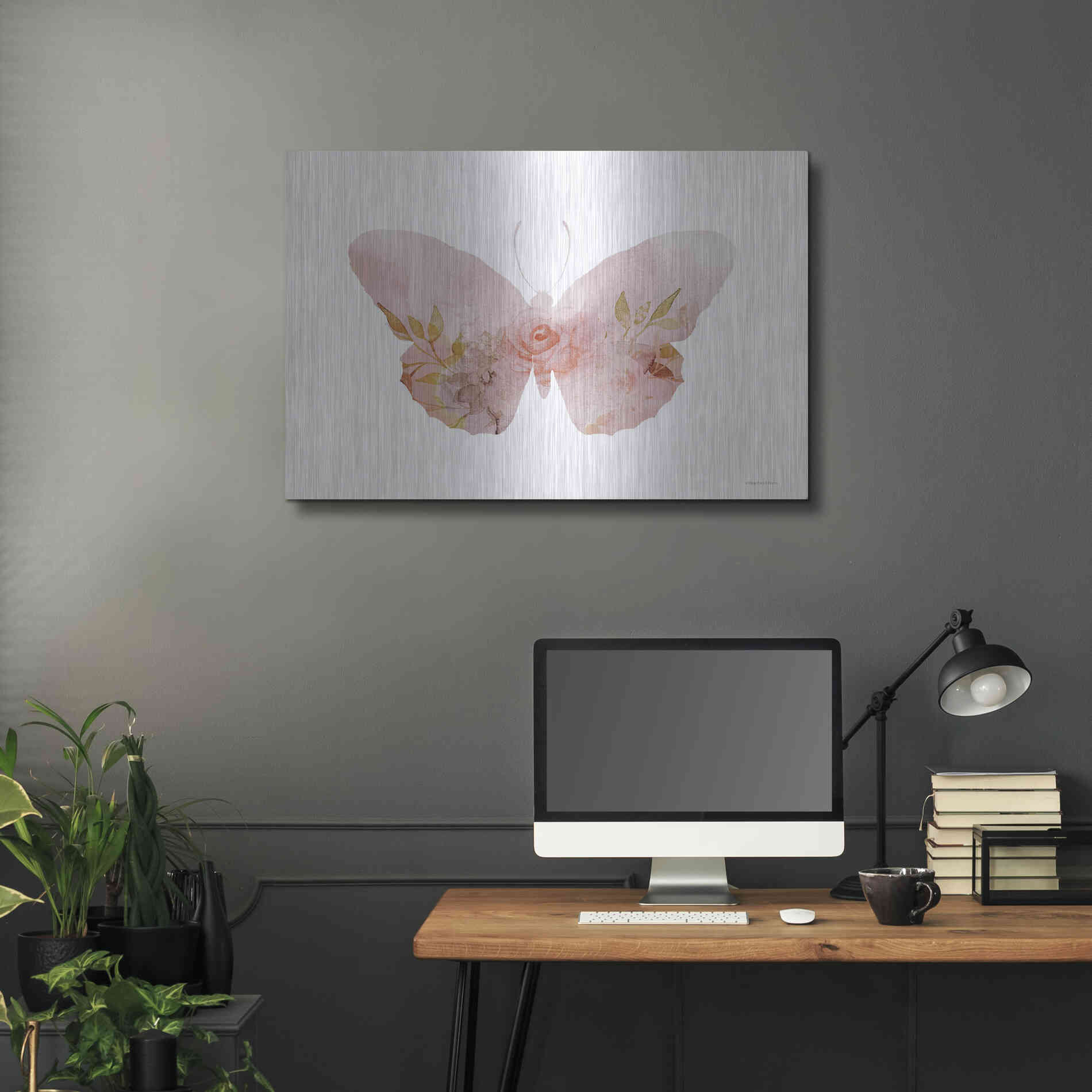 Luxe Metal Art 'Meadow Flora Butterfly' by Bluebird Barn, Metal Wall Art,36x24