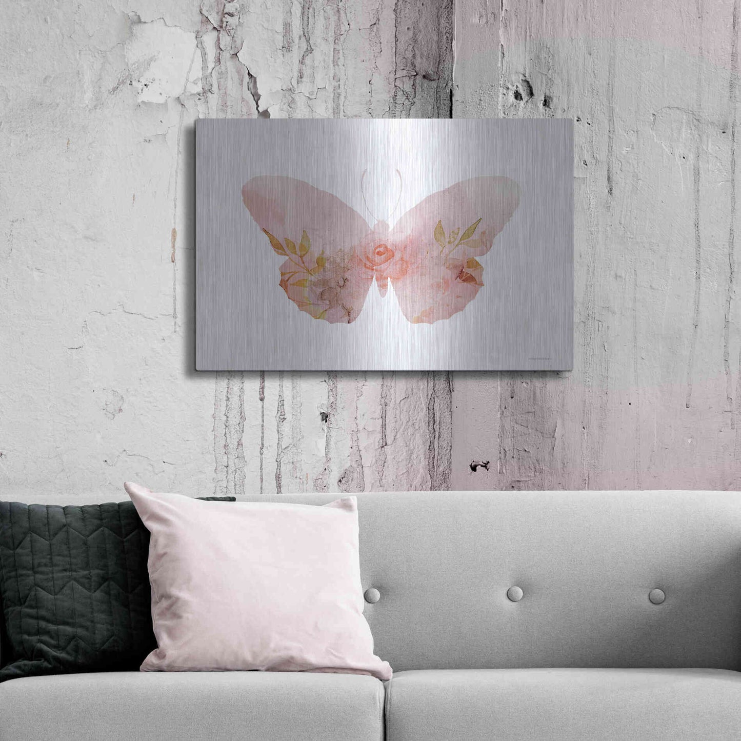 Luxe Metal Art 'Meadow Flora Butterfly' by Bluebird Barn, Metal Wall Art,36x24