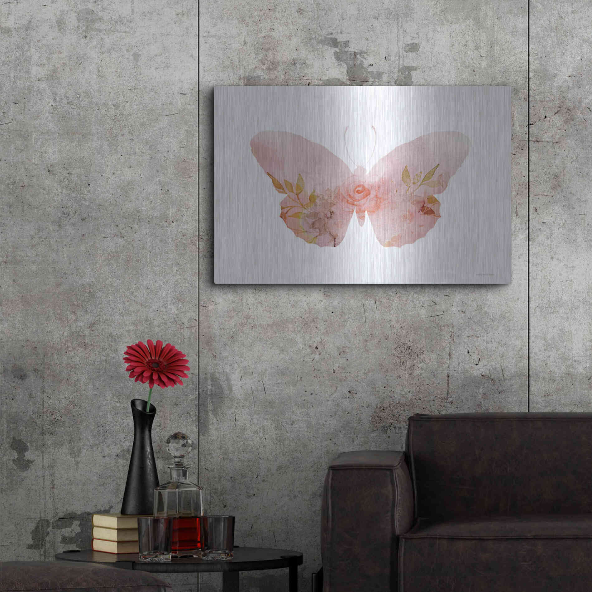 Luxe Metal Art 'Meadow Flora Butterfly' by Bluebird Barn, Metal Wall Art,36x24