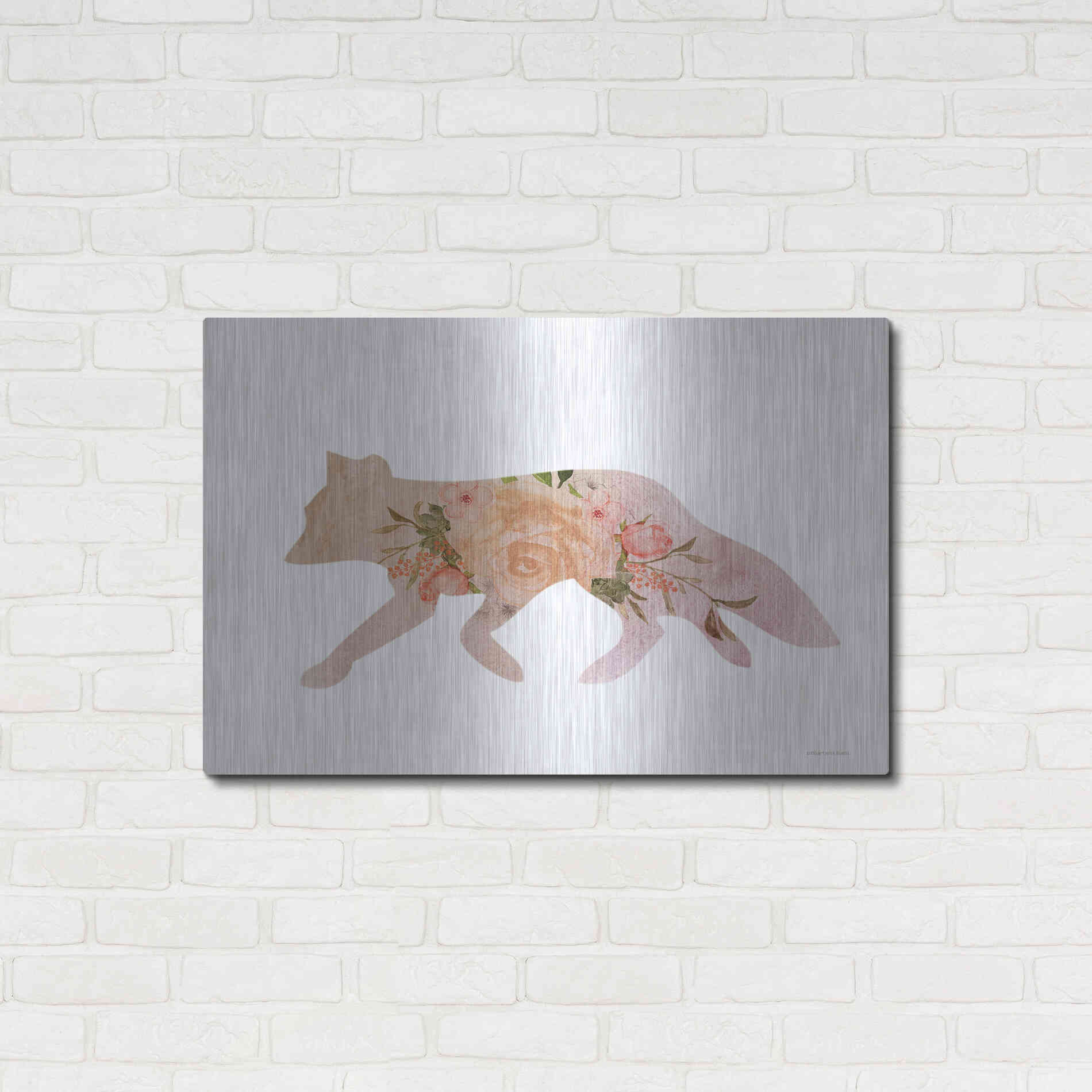 Luxe Metal Art 'Meadow Flora Fox' by Bluebird Barn, Metal Wall Art,36x24