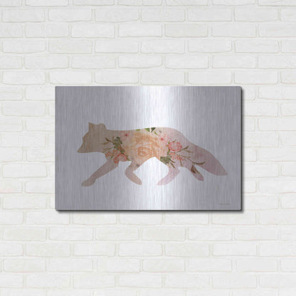 Luxe Metal Art 'Meadow Flora Fox' by Bluebird Barn, Metal Wall Art,36x24