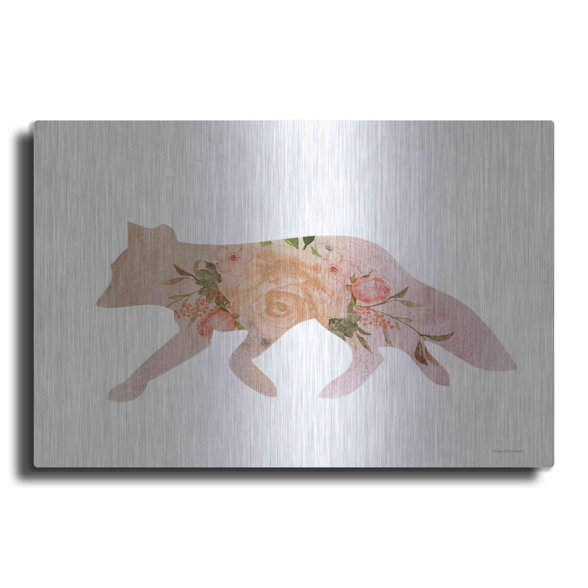 Luxe Metal Art 'Meadow Flora Fox' by Bluebird Barn, Metal Wall Art