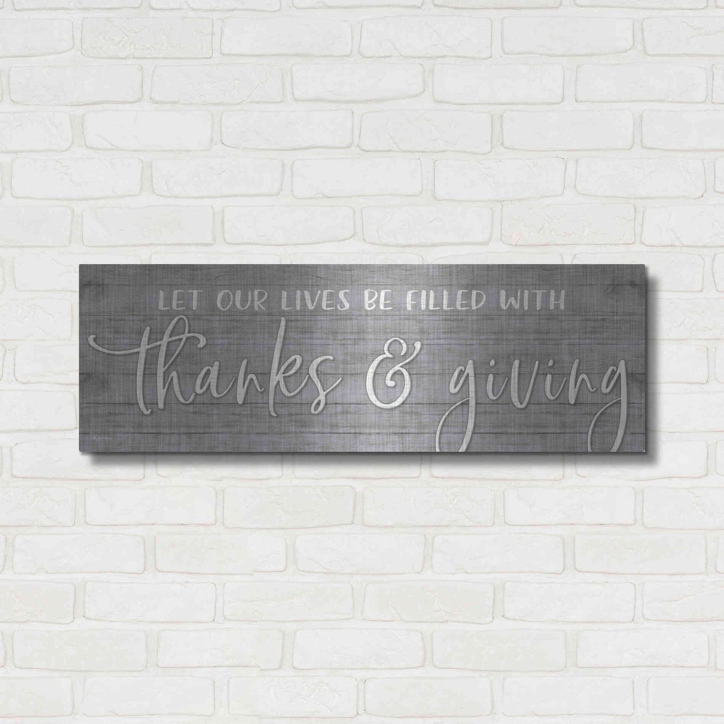 Luxe Metal Art 'Thanks & Giving' by Susie Boyer, Metal Wall Art,36x12