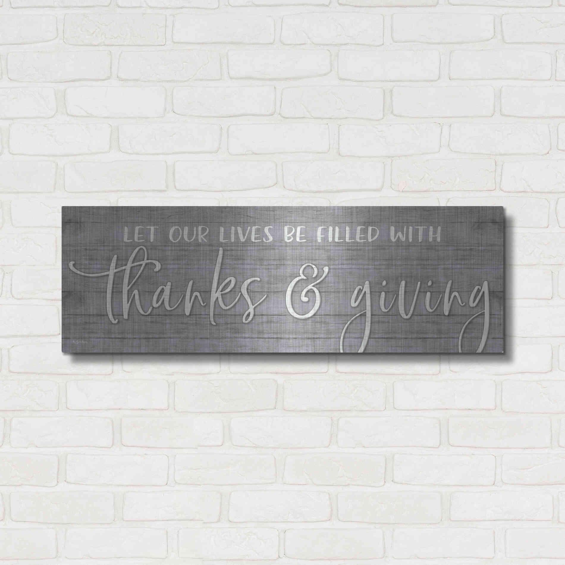 Luxe Metal Art 'Thanks & Giving' by Susie Boyer, Metal Wall Art,36x12