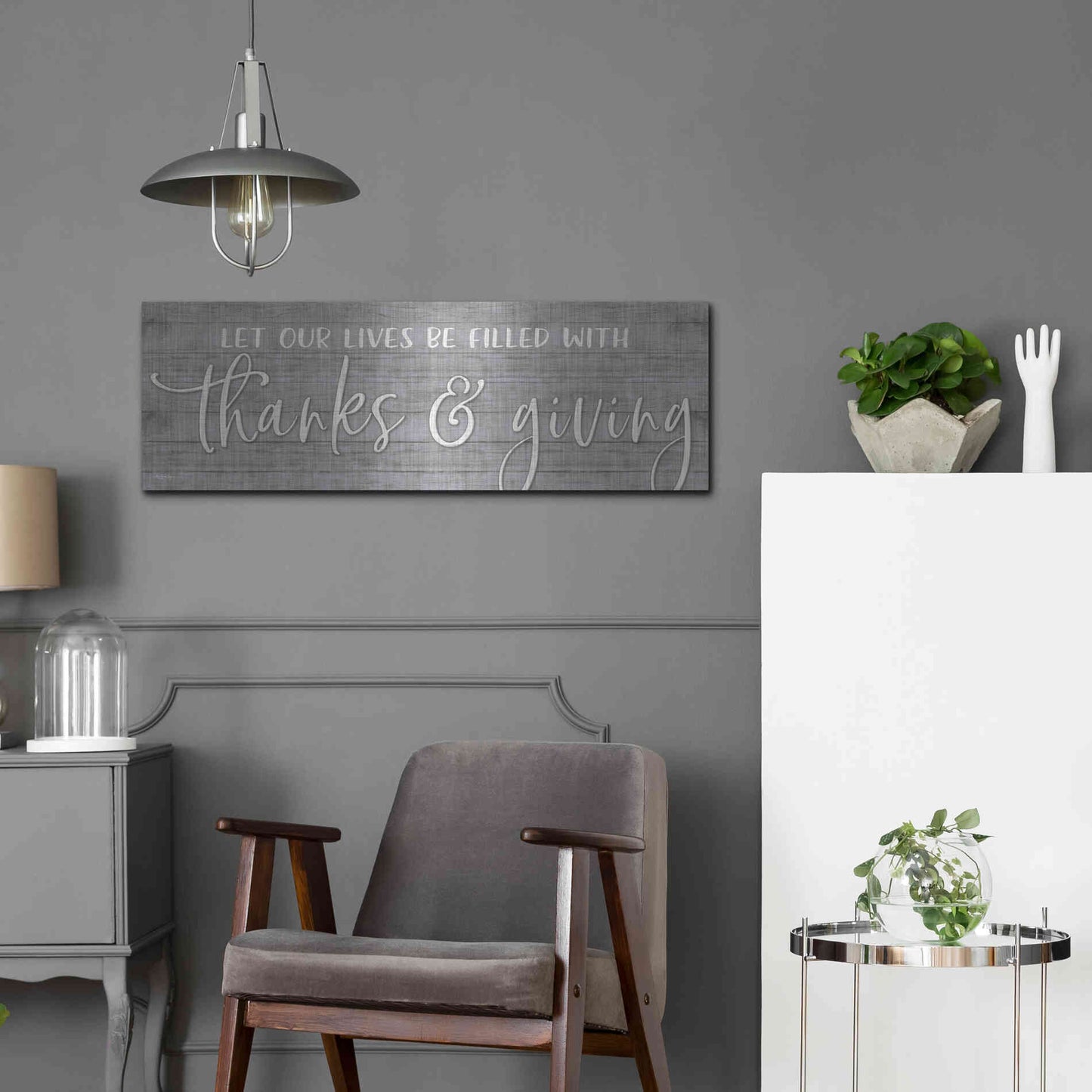 Luxe Metal Art 'Thanks & Giving' by Susie Boyer, Metal Wall Art,36x12