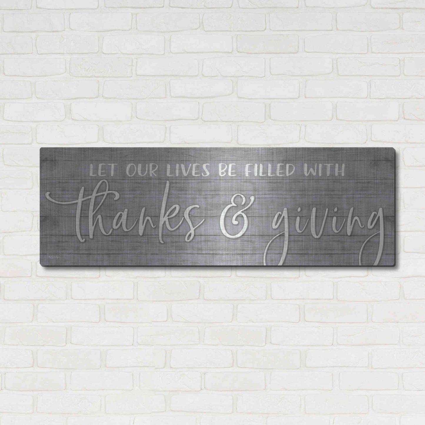 Luxe Metal Art 'Thanks & Giving' by Susie Boyer, Metal Wall Art,48x16