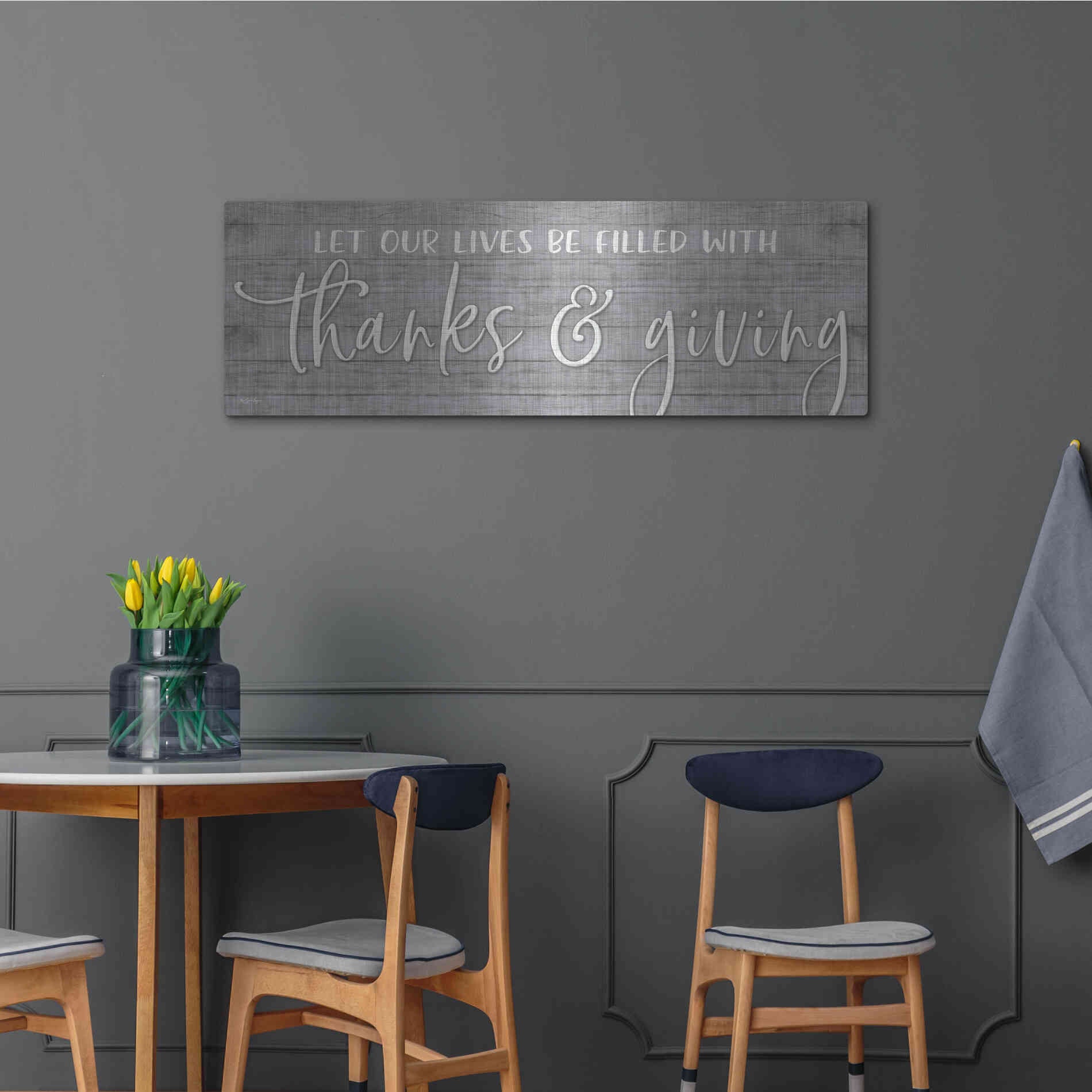 Luxe Metal Art 'Thanks & Giving' by Susie Boyer, Metal Wall Art,48x16
