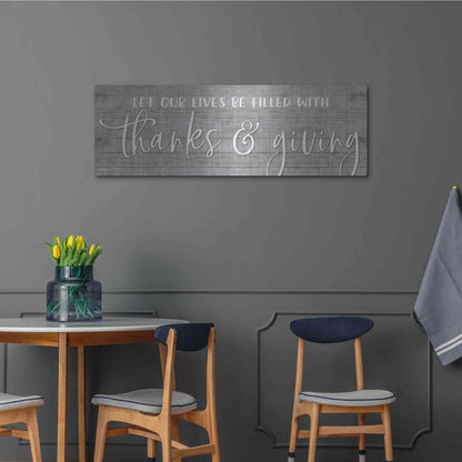 Luxe Metal Art 'Thanks & Giving' by Susie Boyer, Metal Wall Art,48x16