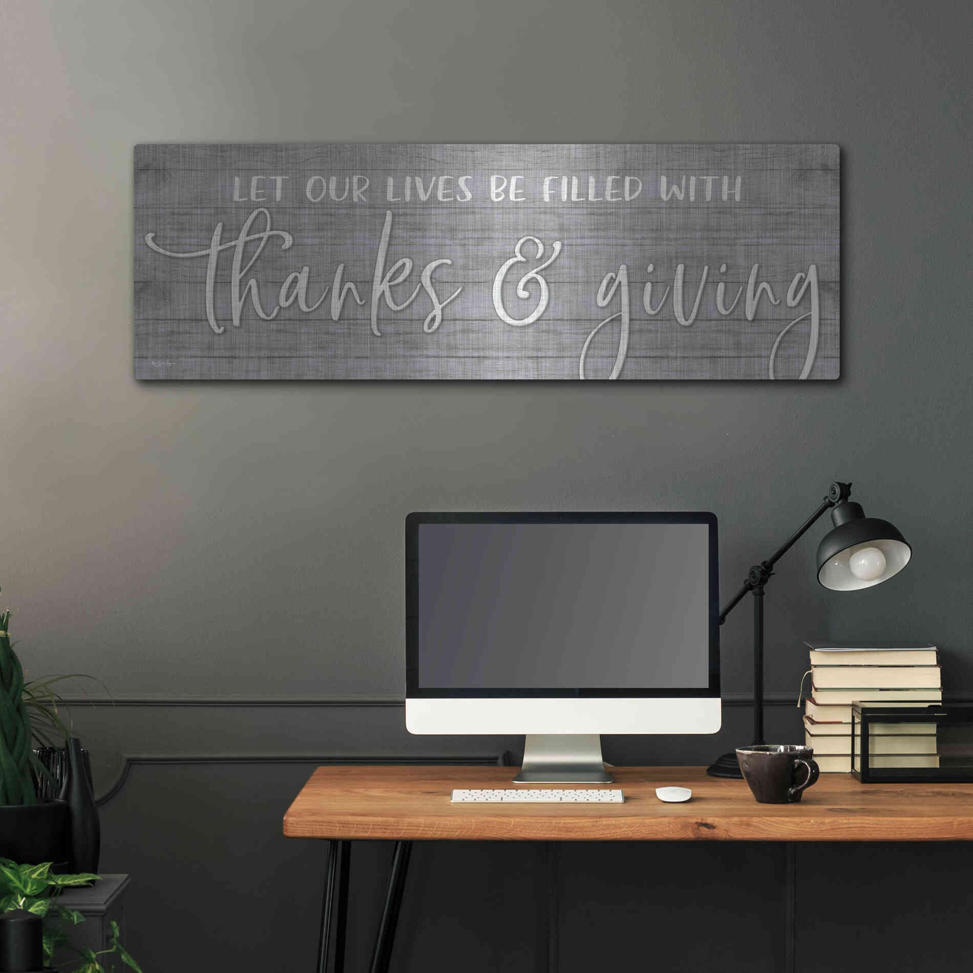 Luxe Metal Art 'Thanks & Giving' by Susie Boyer, Metal Wall Art,48x16
