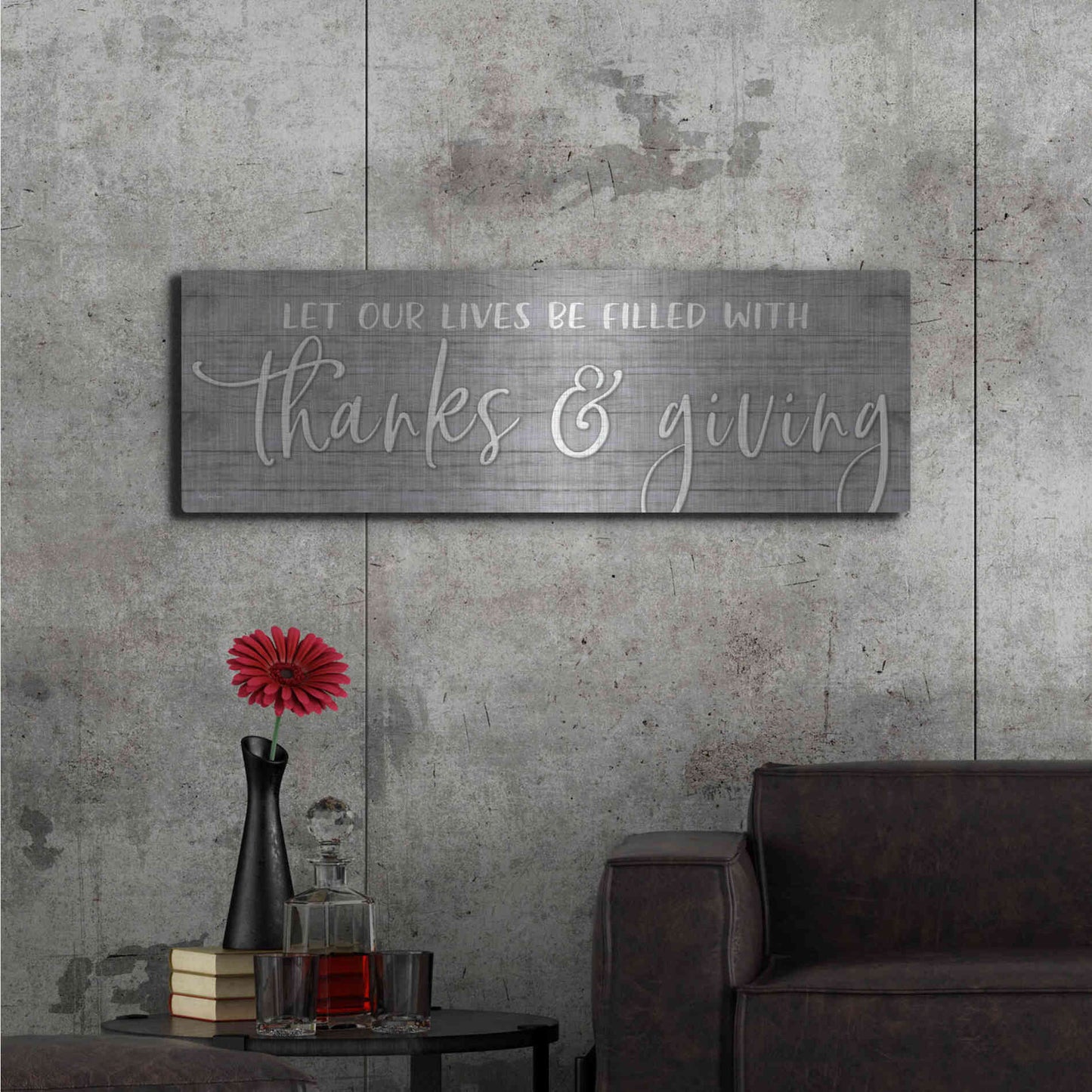 Luxe Metal Art 'Thanks & Giving' by Susie Boyer, Metal Wall Art,48x16