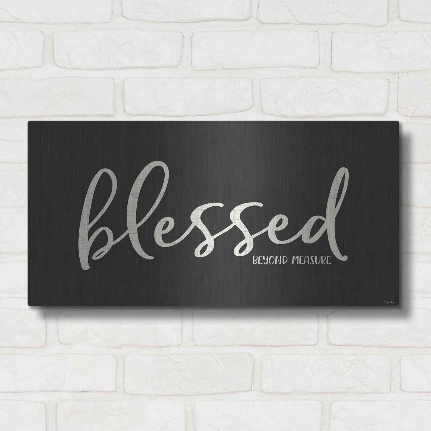 Luxe Metal Art 'Blessed' by Susie Boyer, Metal Wall Art,24x12