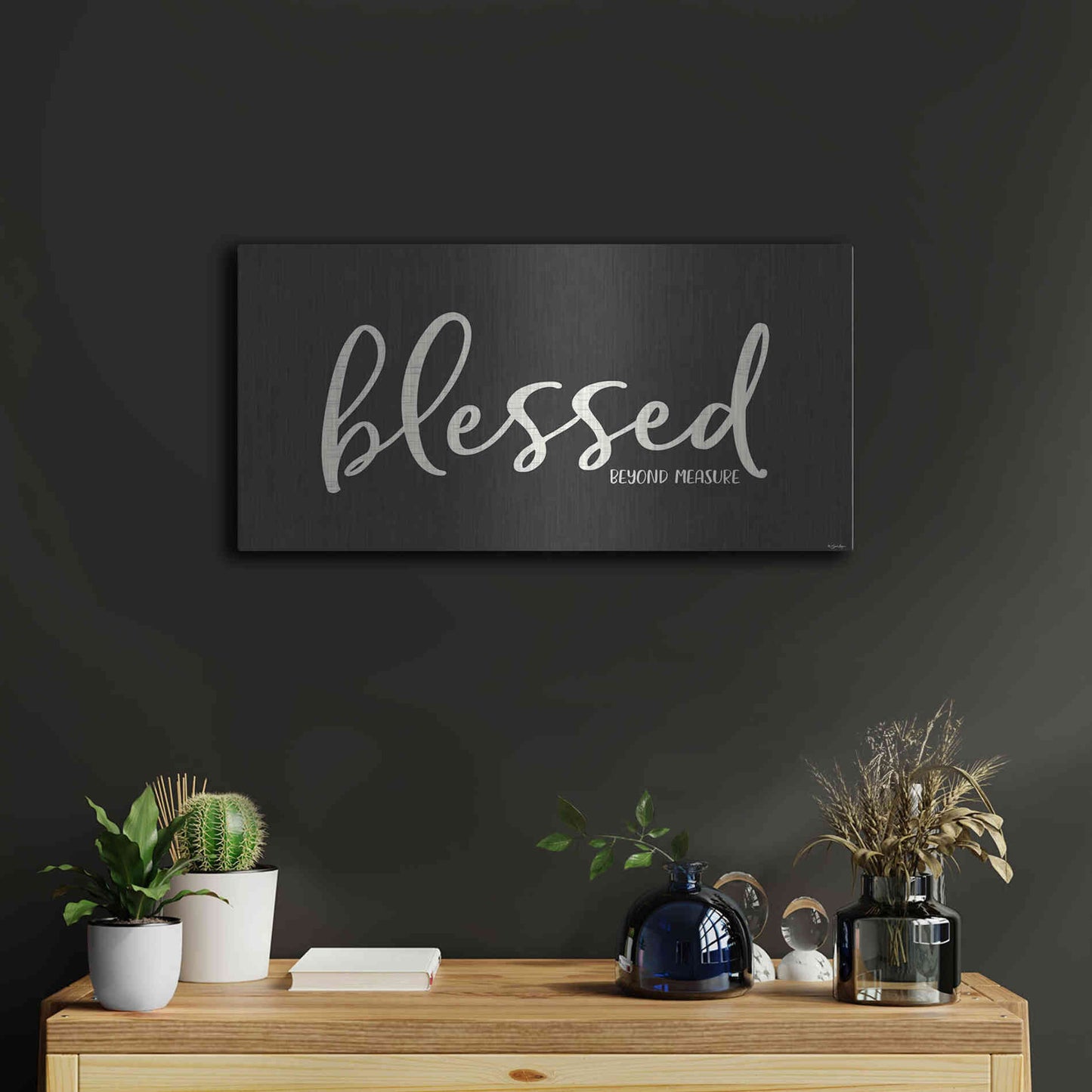 Luxe Metal Art 'Blessed' by Susie Boyer, Metal Wall Art,24x12