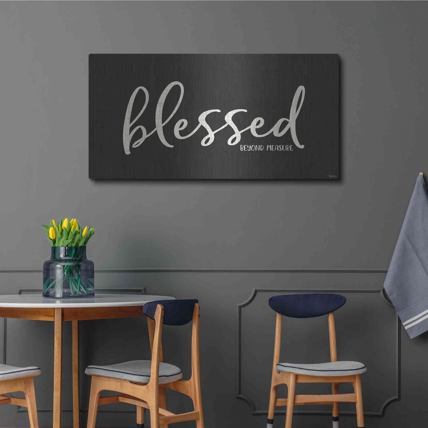 Luxe Metal Art 'Blessed' by Susie Boyer, Metal Wall Art,48x24