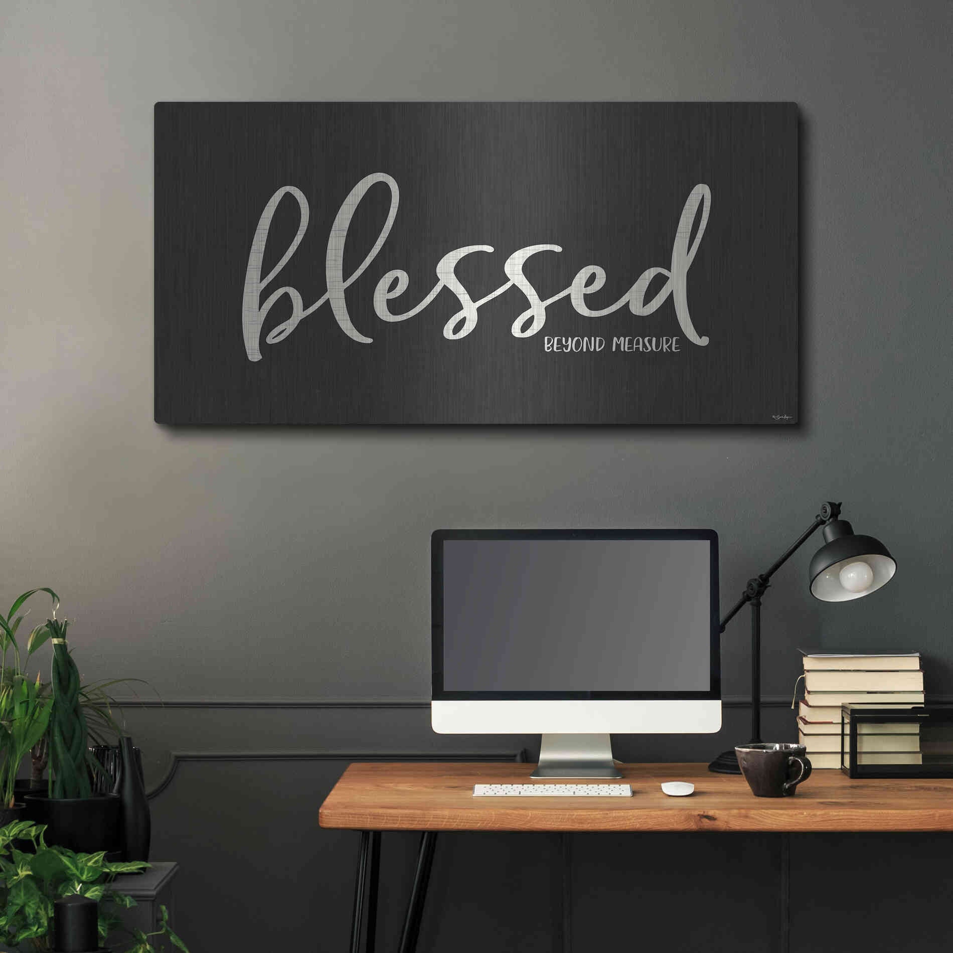 Luxe Metal Art 'Blessed' by Susie Boyer, Metal Wall Art,48x24