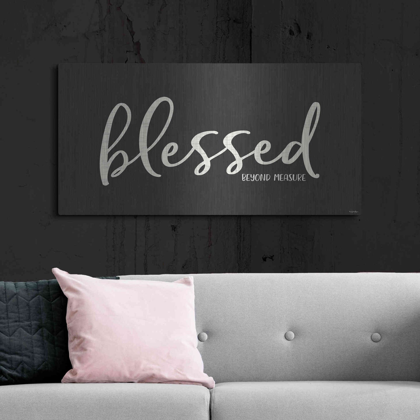 Luxe Metal Art 'Blessed' by Susie Boyer, Metal Wall Art,48x24