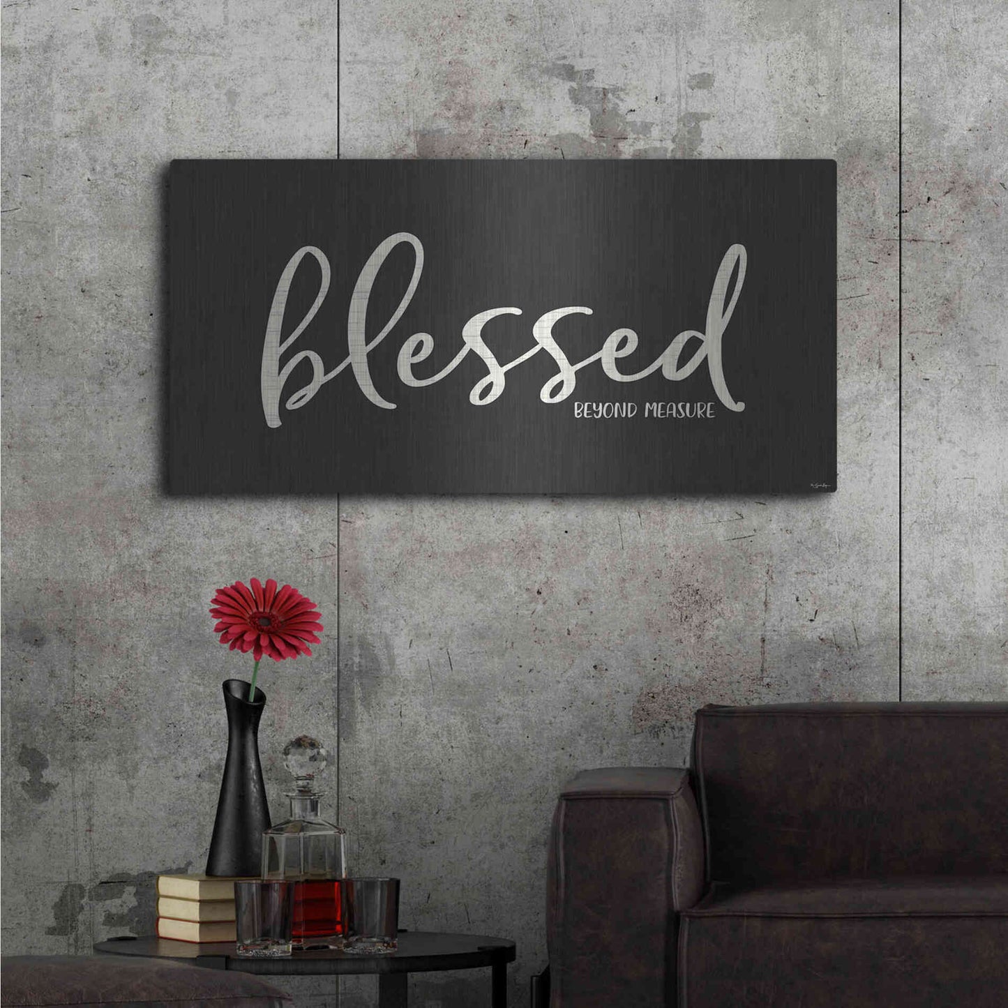 Luxe Metal Art 'Blessed' by Susie Boyer, Metal Wall Art,48x24