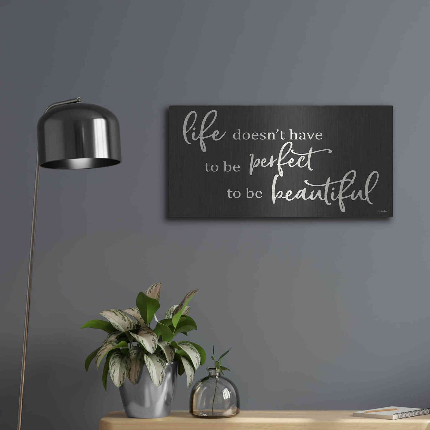 Luxe Metal Art 'Life Doesn't Have to be Perfect' by Susie Boyer, Metal Wall Art,24x12