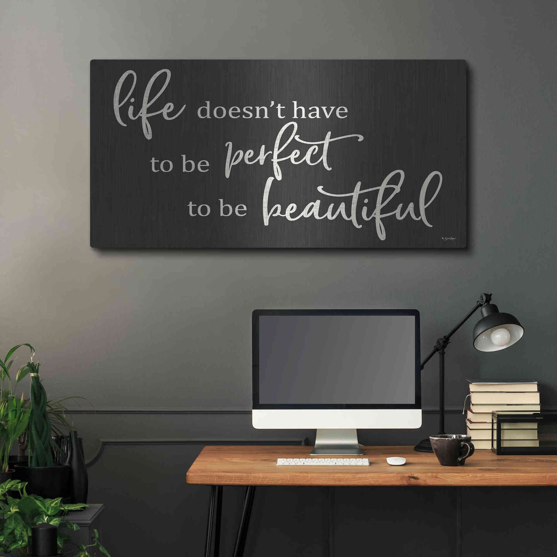 Luxe Metal Art 'Life Doesn't Have to be Perfect' by Susie Boyer, Metal Wall Art,48x24