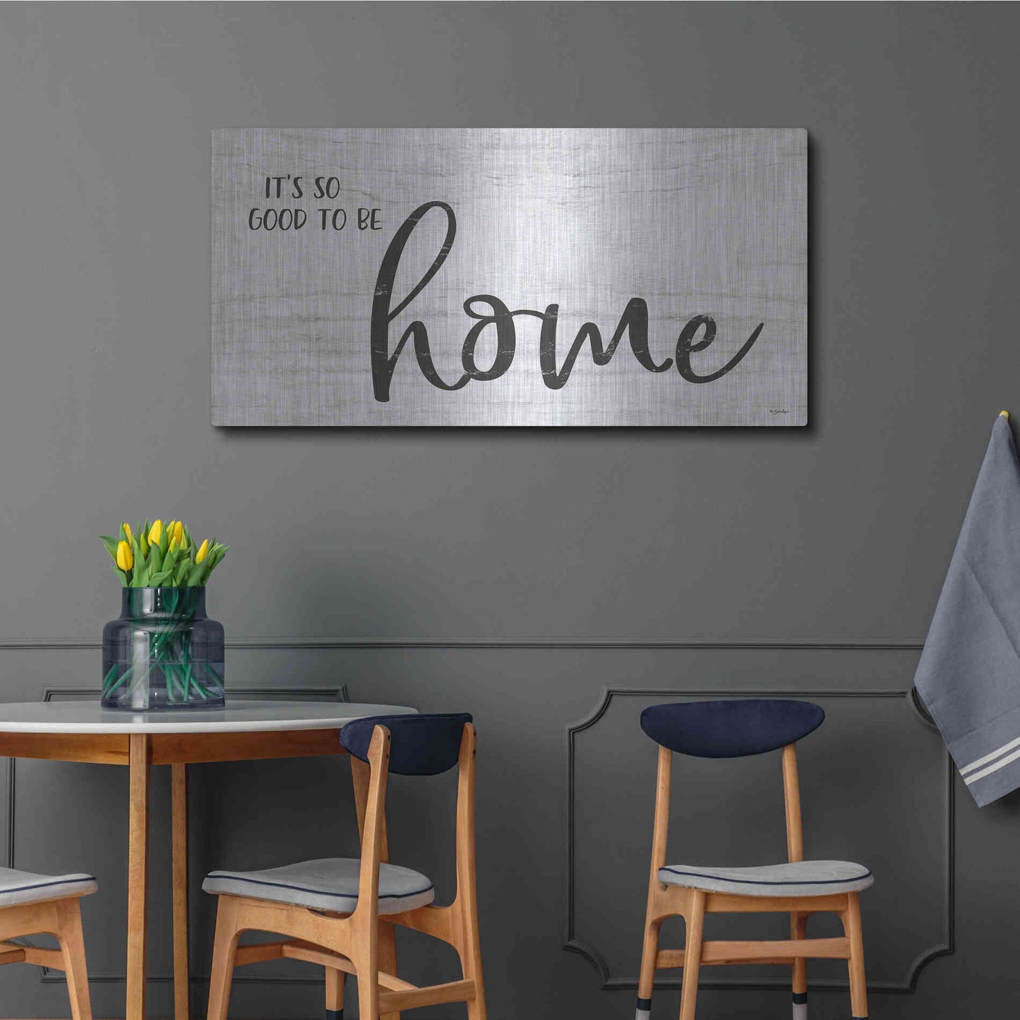 Luxe Metal Art 'It's So Good to Be Home' by Susie Boyer, Metal Wall Art,48x24