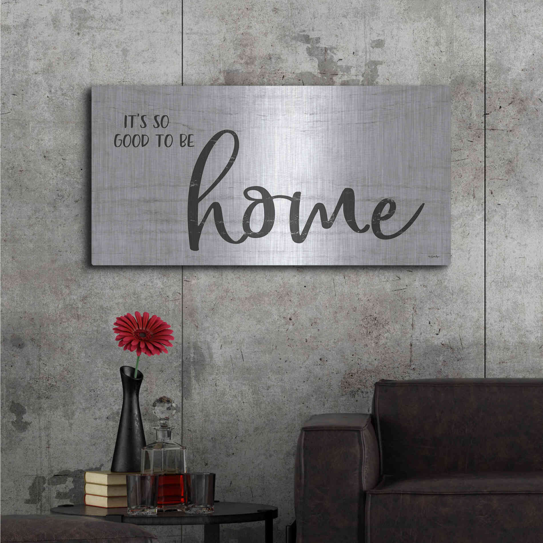 Luxe Metal Art 'It's So Good to Be Home' by Susie Boyer, Metal Wall Art,48x24