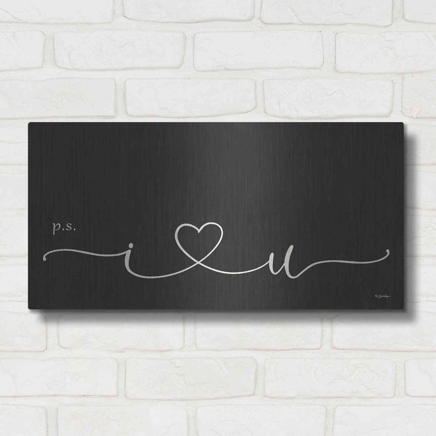 Luxe Metal Art 'I Heart You' by Susie Boyer, Metal Wall Art,24x12