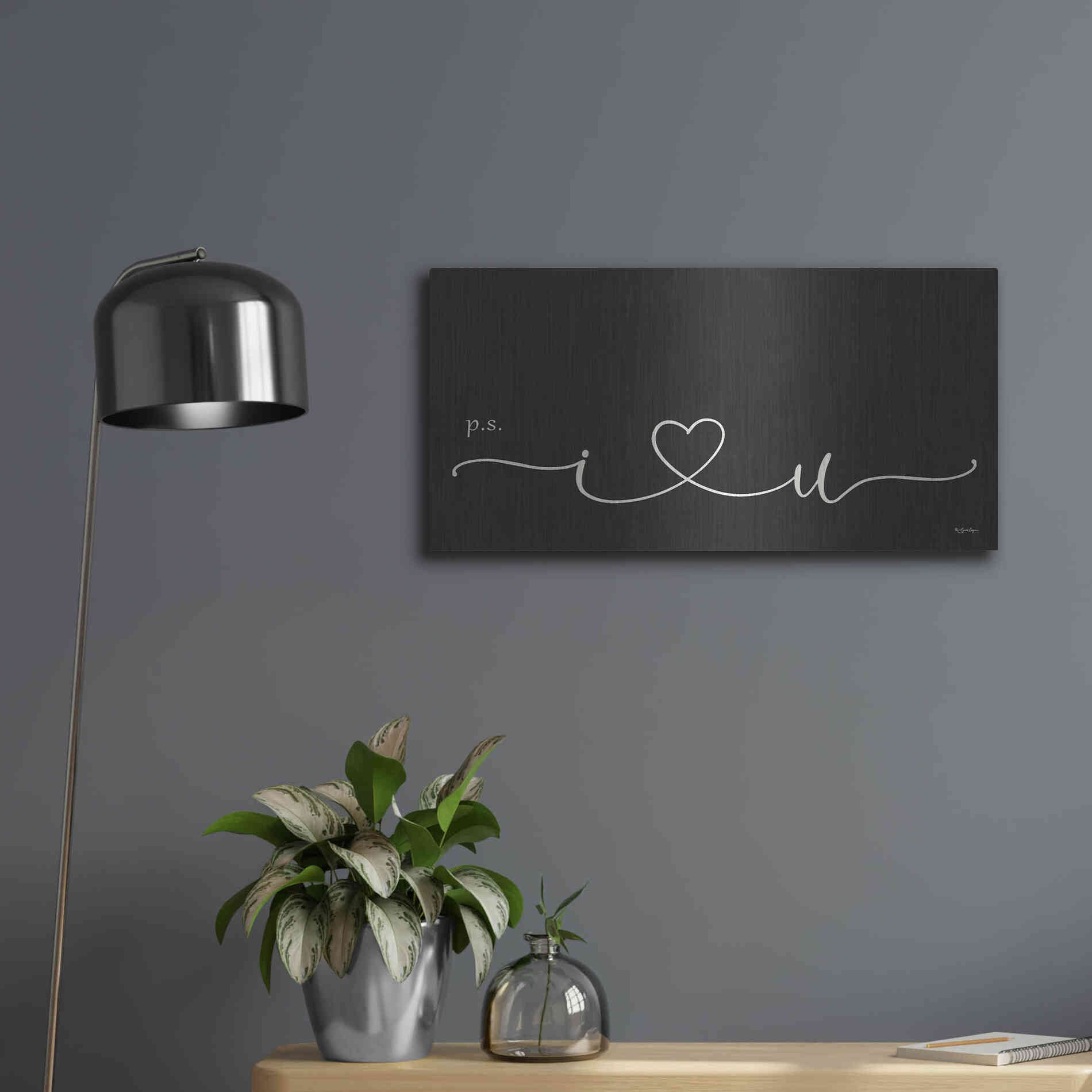 Luxe Metal Art 'I Heart You' by Susie Boyer, Metal Wall Art,24x12