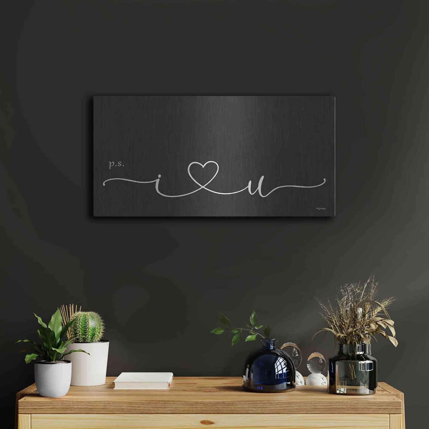 Luxe Metal Art 'I Heart You' by Susie Boyer, Metal Wall Art,24x12