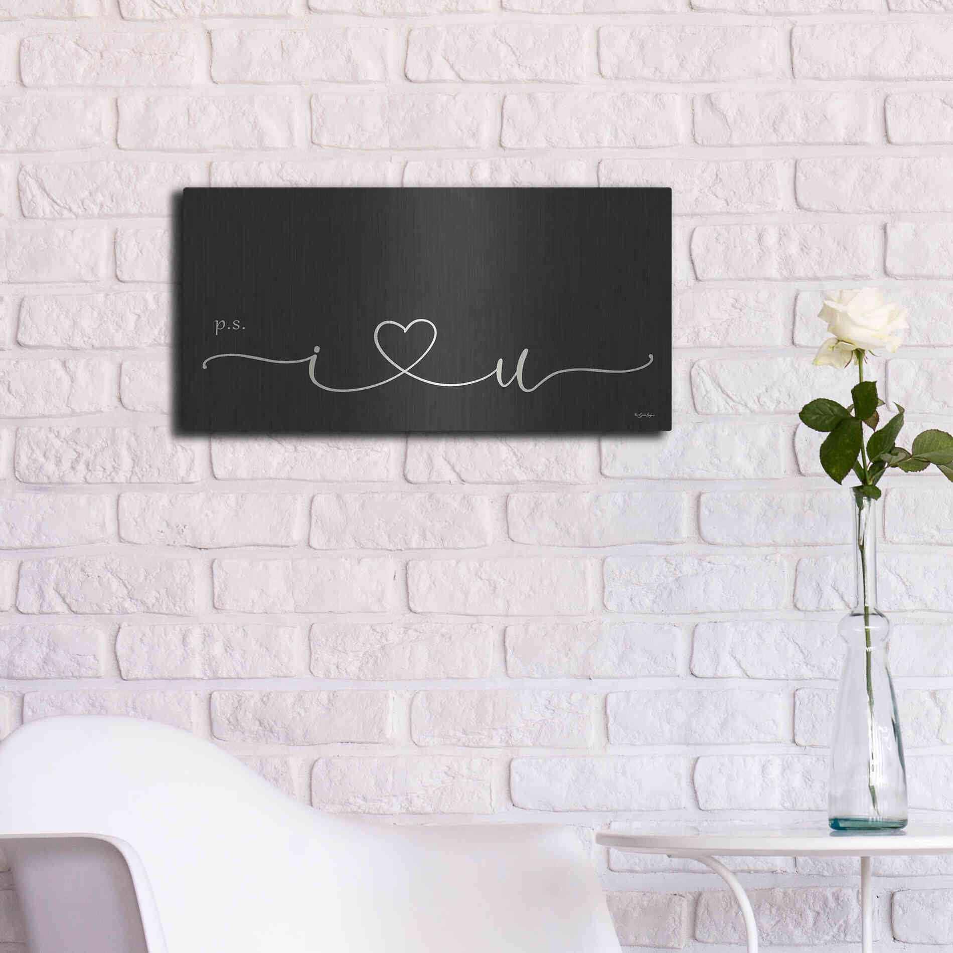Luxe Metal Art 'I Heart You' by Susie Boyer, Metal Wall Art,24x12