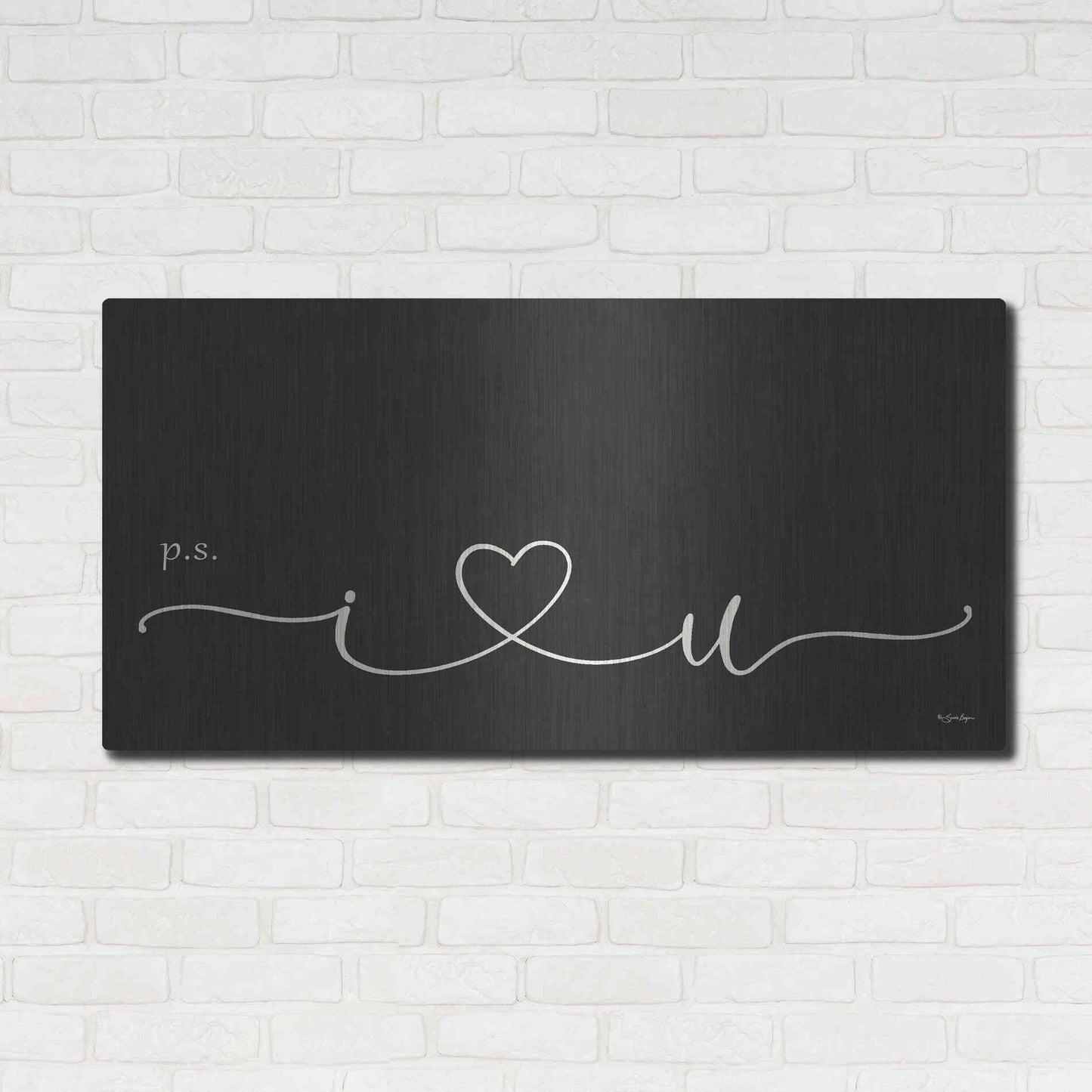 Luxe Metal Art 'I Heart You' by Susie Boyer, Metal Wall Art,48x24