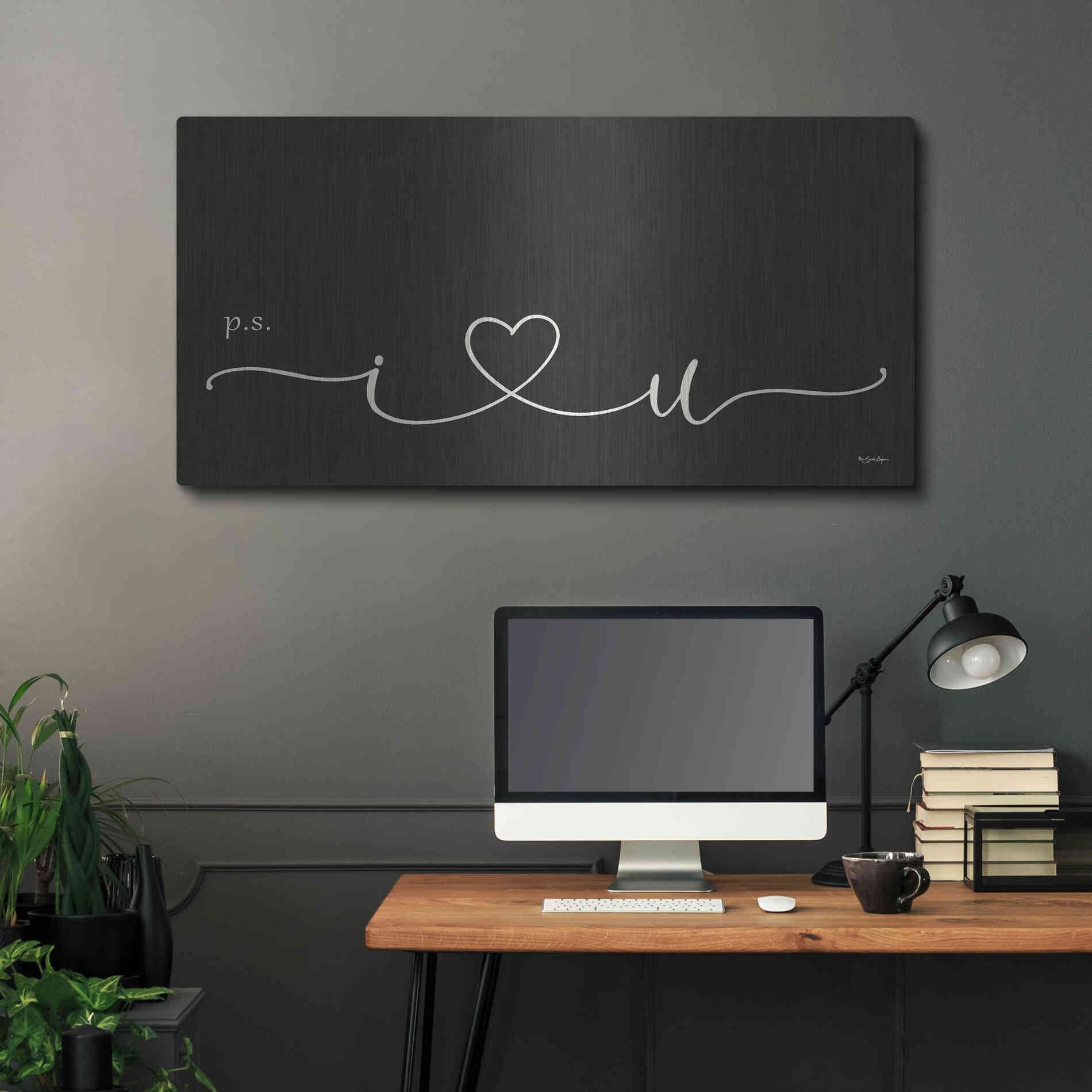 Luxe Metal Art 'I Heart You' by Susie Boyer, Metal Wall Art,48x24
