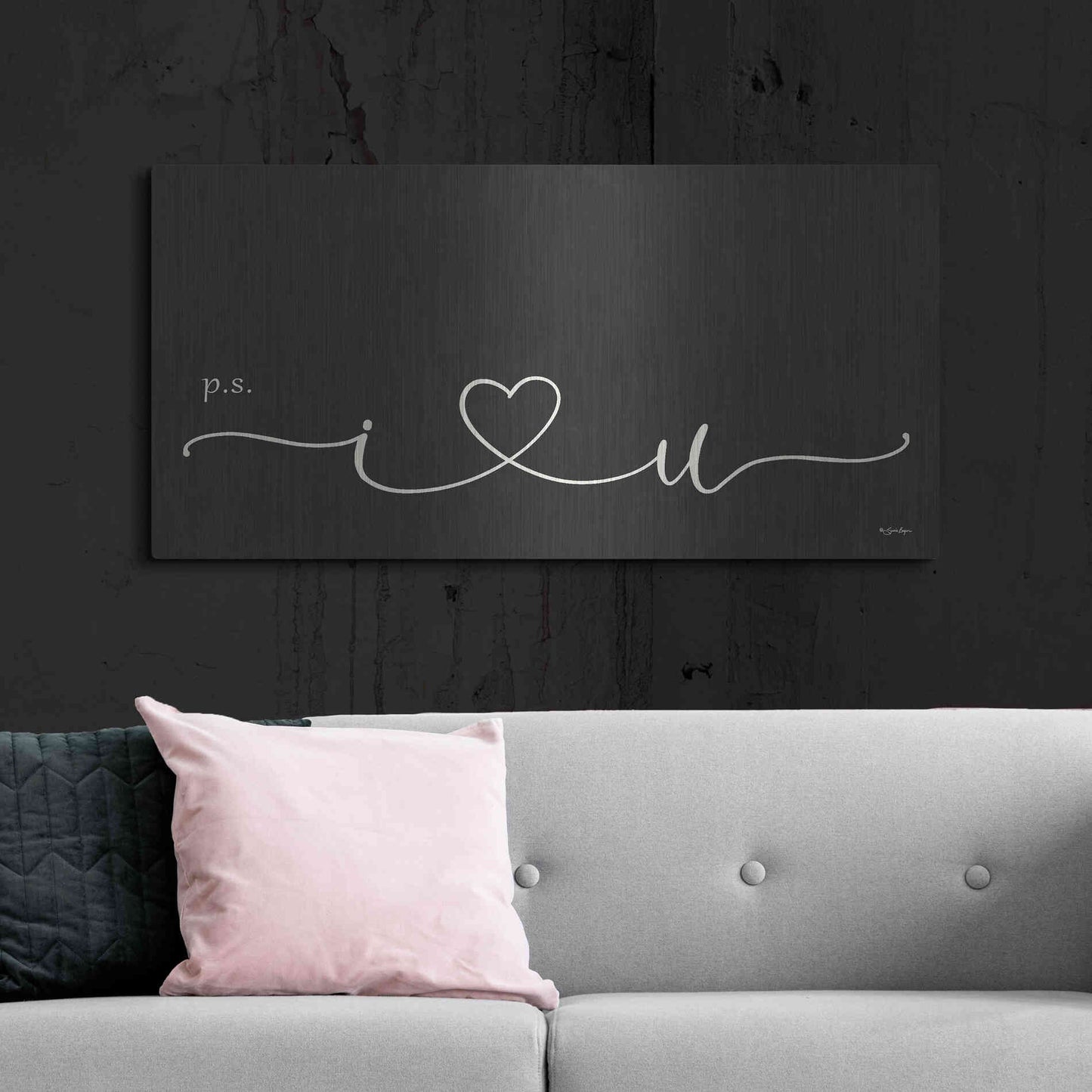 Luxe Metal Art 'I Heart You' by Susie Boyer, Metal Wall Art,48x24