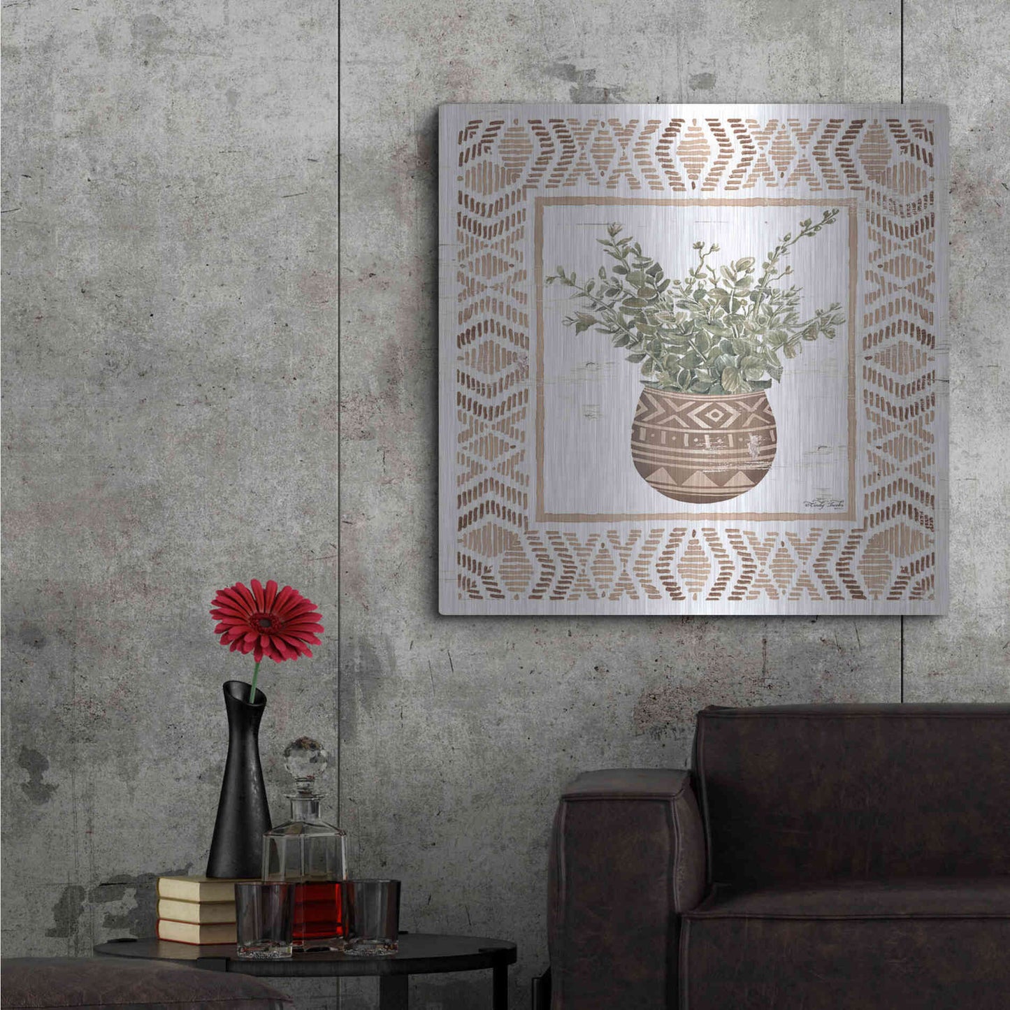Luxe Metal Art 'Terracotta Pot I' by Cindy Jacobs, Metal Wall Art,36x36