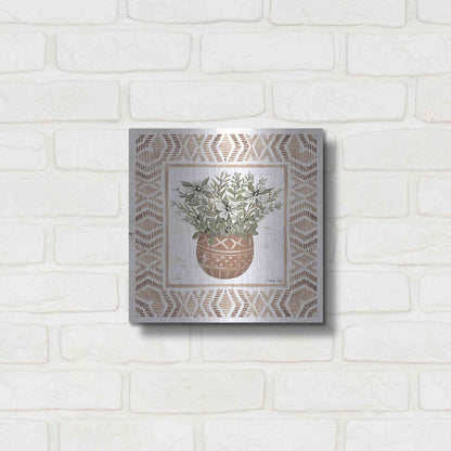 Luxe Metal Art 'Terracotta Pot II' by Cindy Jacobs, Metal Wall Art,12x12