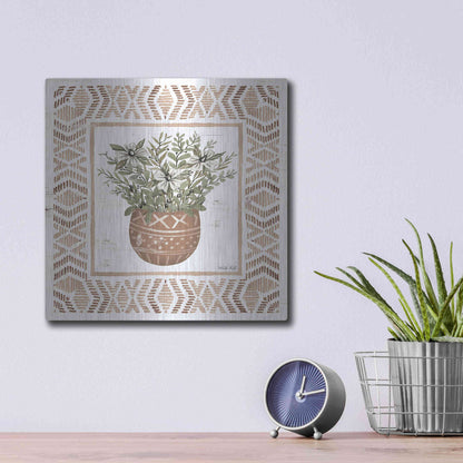 Luxe Metal Art 'Terracotta Pot II' by Cindy Jacobs, Metal Wall Art,12x12