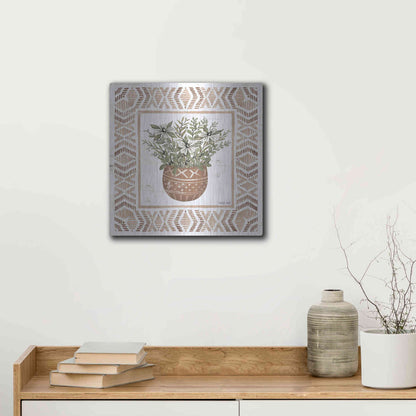 Luxe Metal Art 'Terracotta Pot II' by Cindy Jacobs, Metal Wall Art,12x12