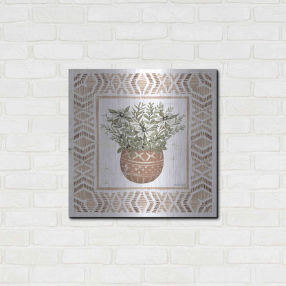 Luxe Metal Art 'Terracotta Pot II' by Cindy Jacobs, Metal Wall Art,24x24