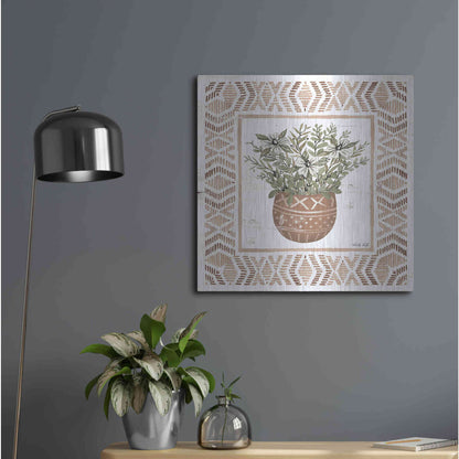 Luxe Metal Art 'Terracotta Pot II' by Cindy Jacobs, Metal Wall Art,24x24