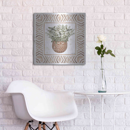 Luxe Metal Art 'Terracotta Pot II' by Cindy Jacobs, Metal Wall Art,24x24