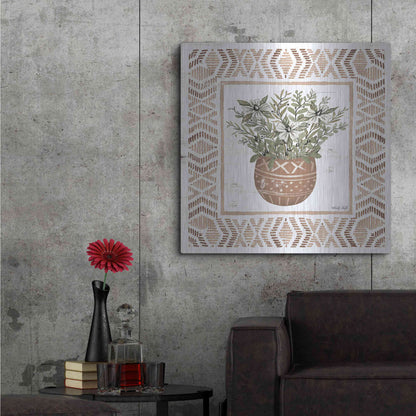 Luxe Metal Art 'Terracotta Pot II' by Cindy Jacobs, Metal Wall Art,36x36