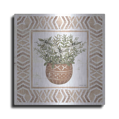 Luxe Metal Art 'Terracotta Pot II' by Cindy Jacobs, Metal Wall Art