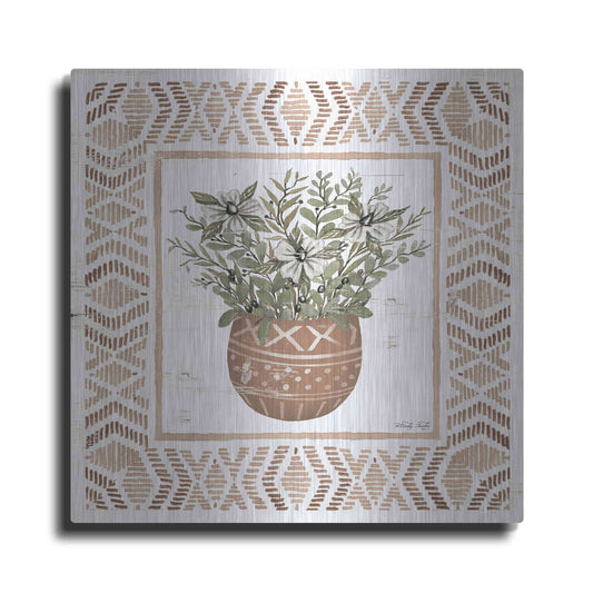 Luxe Metal Art 'Terracotta Pot II' by Cindy Jacobs, Metal Wall Art
