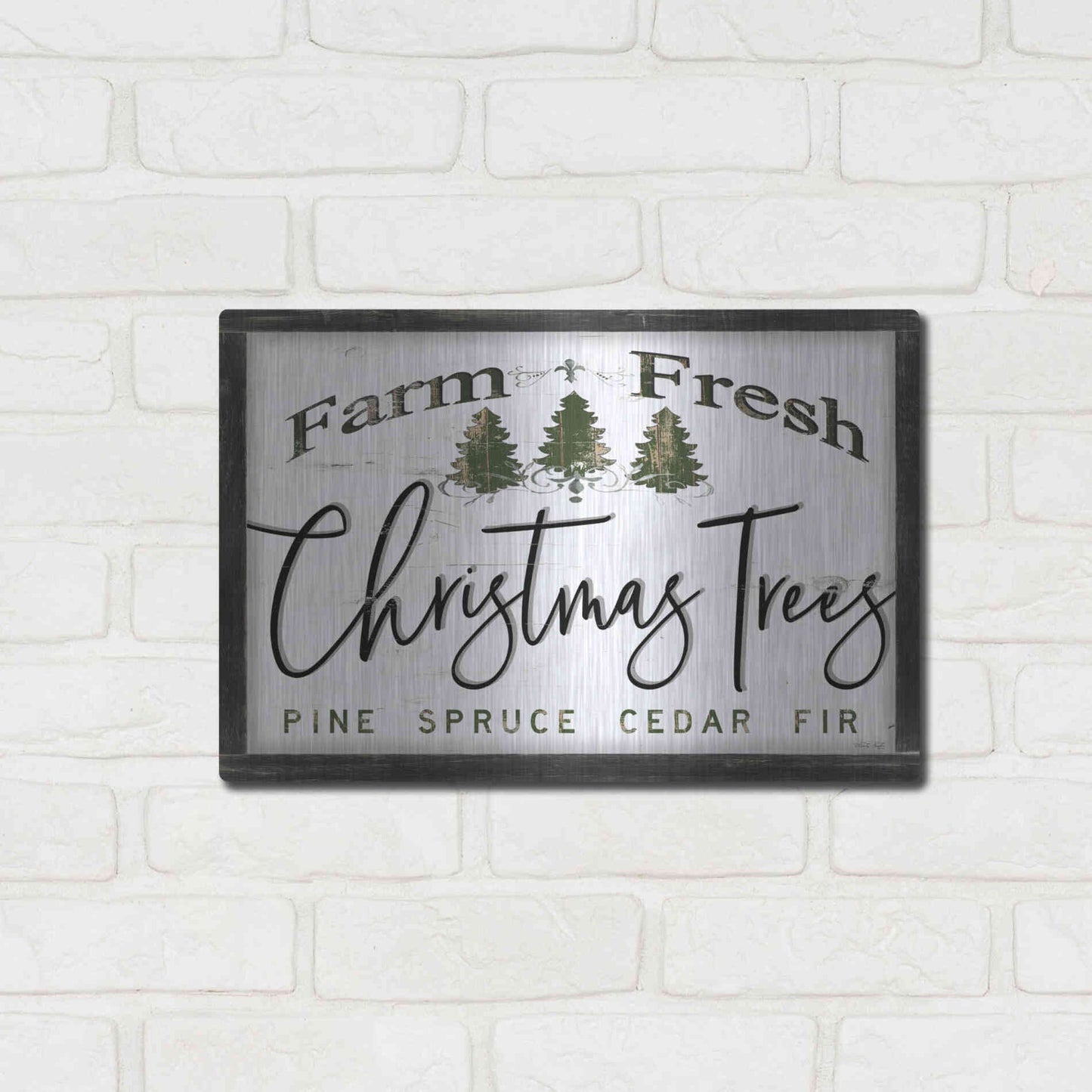 Luxe Metal Art 'Farm Fresh Christmas Trees II' by Cindy Jacobs, Metal Wall Art,16x12