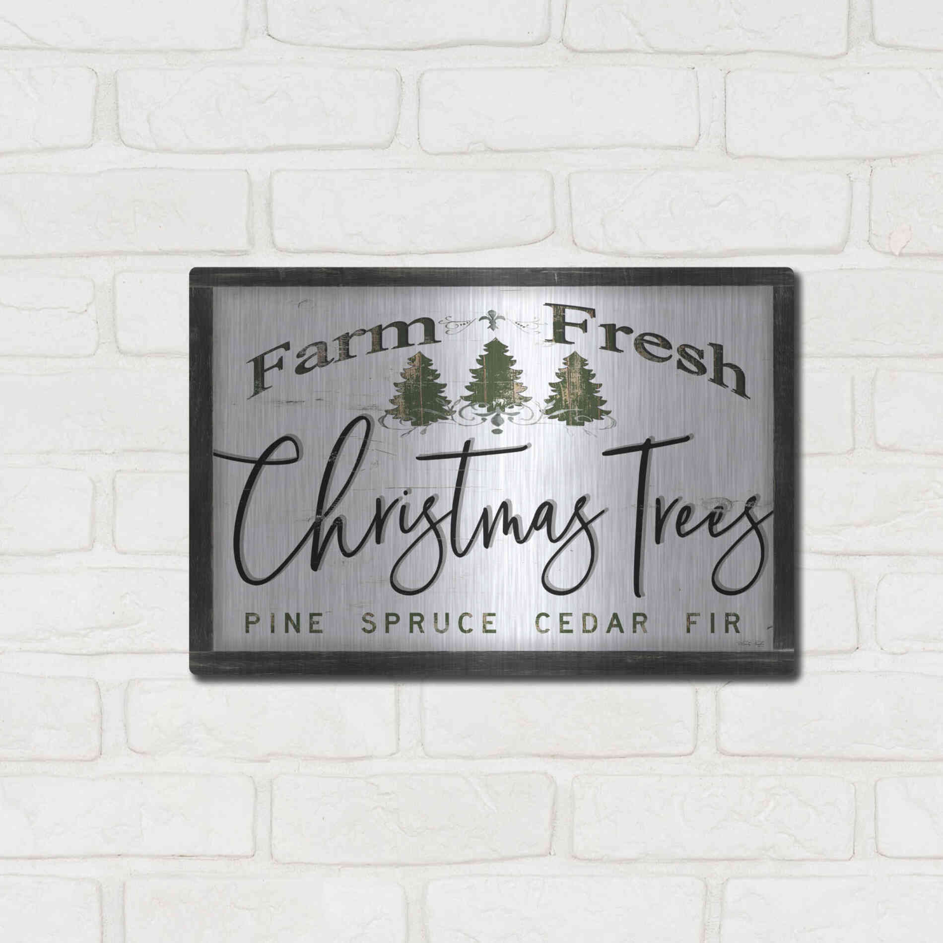 Luxe Metal Art 'Farm Fresh Christmas Trees II' by Cindy Jacobs, Metal Wall Art,16x12