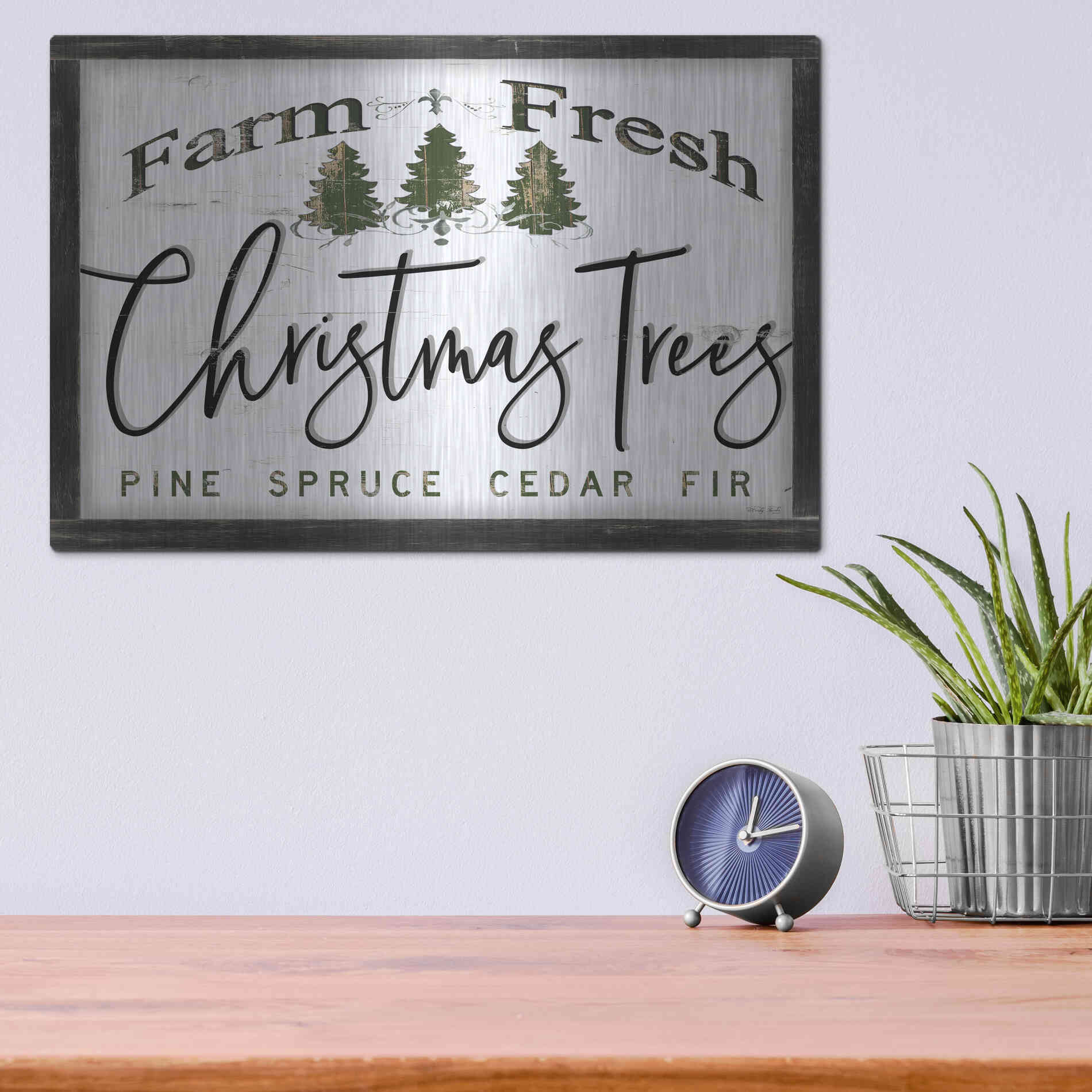 Luxe Metal Art 'Farm Fresh Christmas Trees II' by Cindy Jacobs, Metal Wall Art,16x12